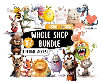 Whole Shop Clipart Mega Bundle, Entire Store Access, Lifetime Access, Commercial Licence, Card Making Designs, Quirky Funny Clipart