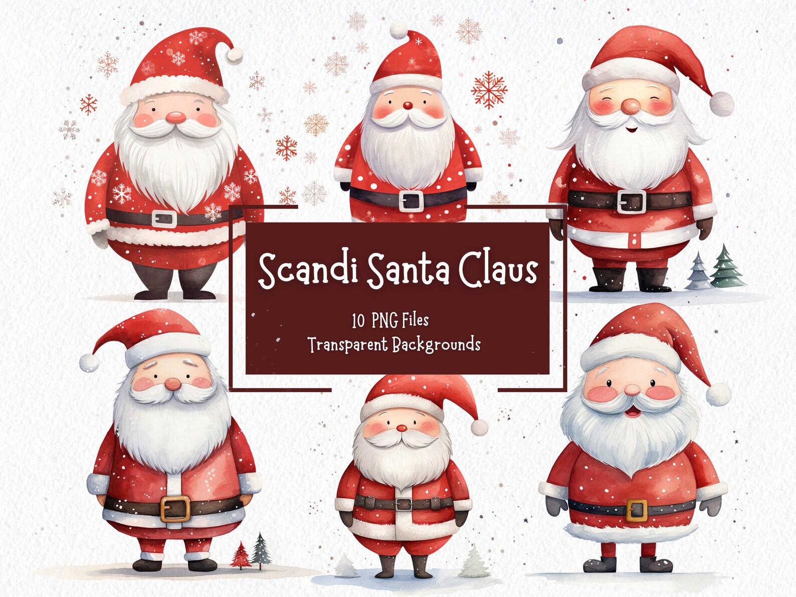 Scandi Santa Claus PNG Clipart Bundle | Festive Holiday Graphics - Etsy