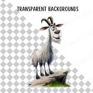 Funny Goat Clipart Bundle 12 PNG, Quirky Mountain Goat, Junk Journal, Digital Scrapbooking, Funny Animal Clipart, Quirky Animals image 2
