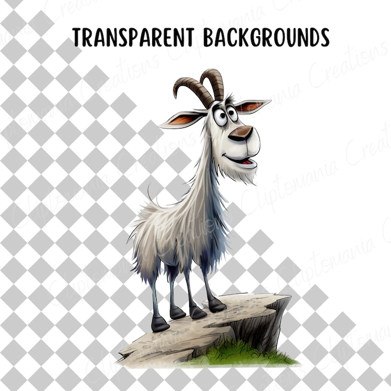 Funny Goat Clipart Bundle 12 PNG, Quirky Mountain Goat, Junk Journal, Digital Scrapbooking, Funny Animal Clipart, Quirky Animals image 2