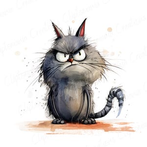 Paquete de imágenes PNG de gato gruñón divertido, fondos transparentes, uso comercial, gráficos de gato enojado divertido imagen 9