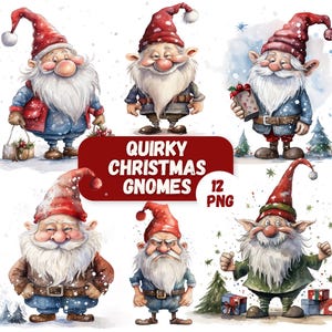 Schrulliger Weihnachtswichtel PNG Clipart Bundle | Transparente Hintergründe | Kommerzielle Nutzung | Lustige festliche Grafiken | Kartengestaltung