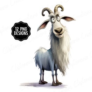 Funny Goat Clipart Bundle 12 PNG, Quirky Mountain Goat, Junk Journal, Digital Scrapbooking, Funny Animal Clipart, Quirky Animals image 3