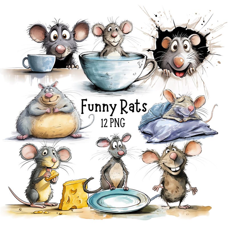 Watercolor Rats - Etsy UK