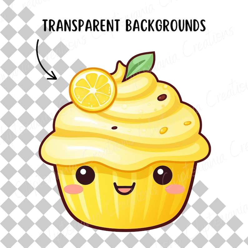 Söt Kawaii Dessert Clipart Bundle, Kawaii PNG, Digitala Klistermärken, Kawaii Mat, Kommersiell Licens, Digital Nedladdning bild 2