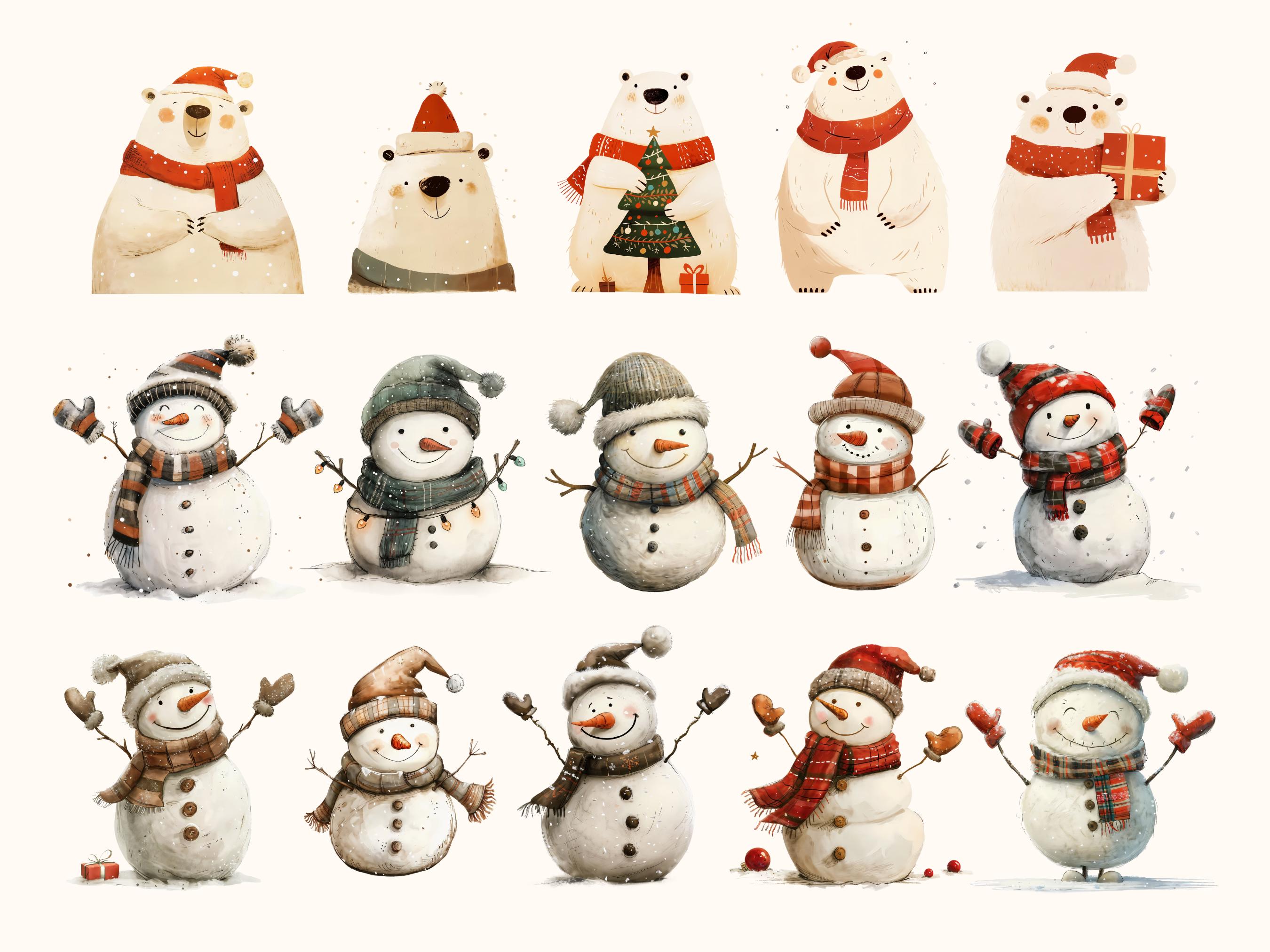 Cute Christmas Clipart Mega Bundle 88 PNG Designs, Whimsical Christmas ...