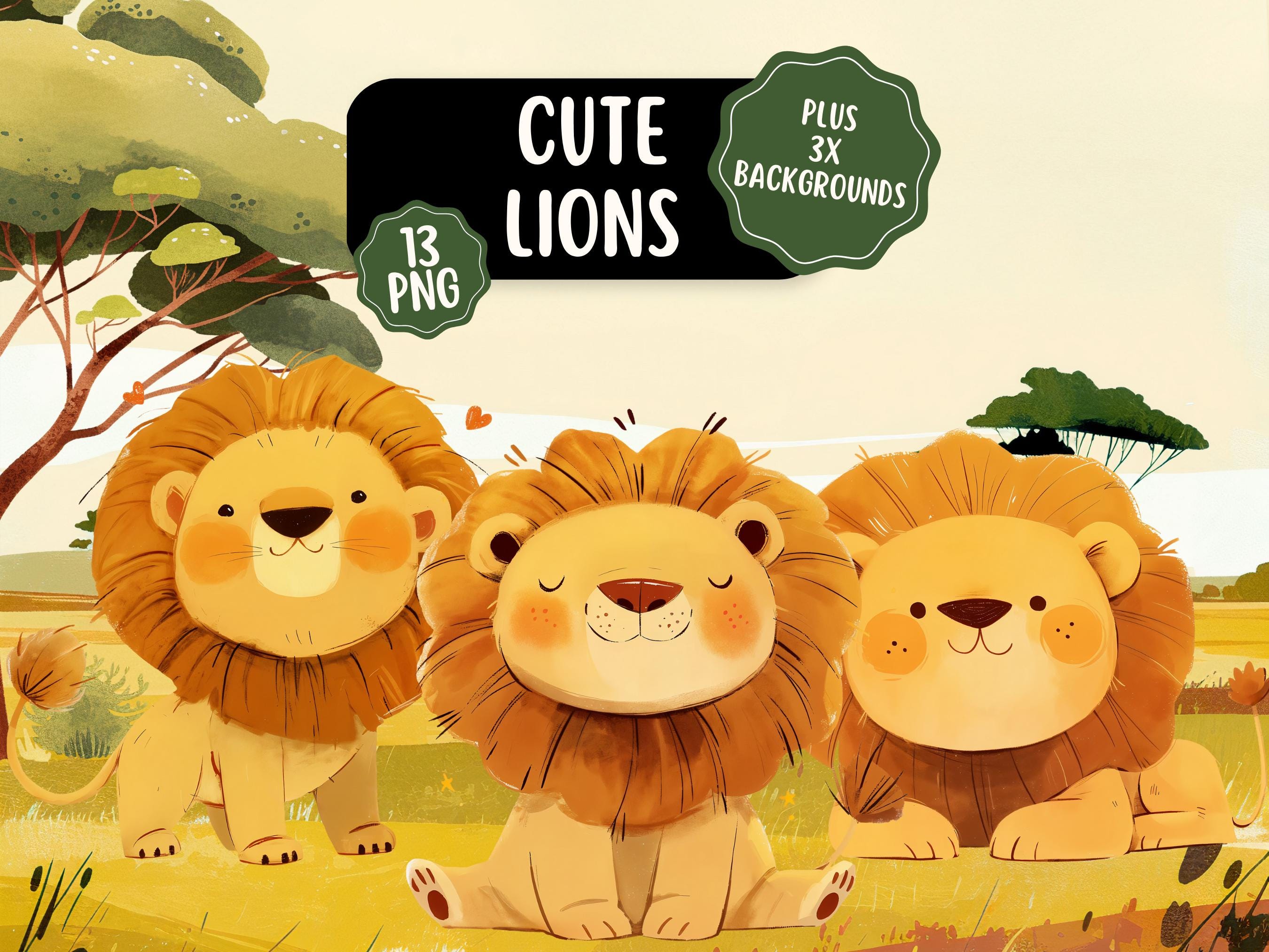 Schattige leeuw tekenen - Etsy België, image size:2700x2025