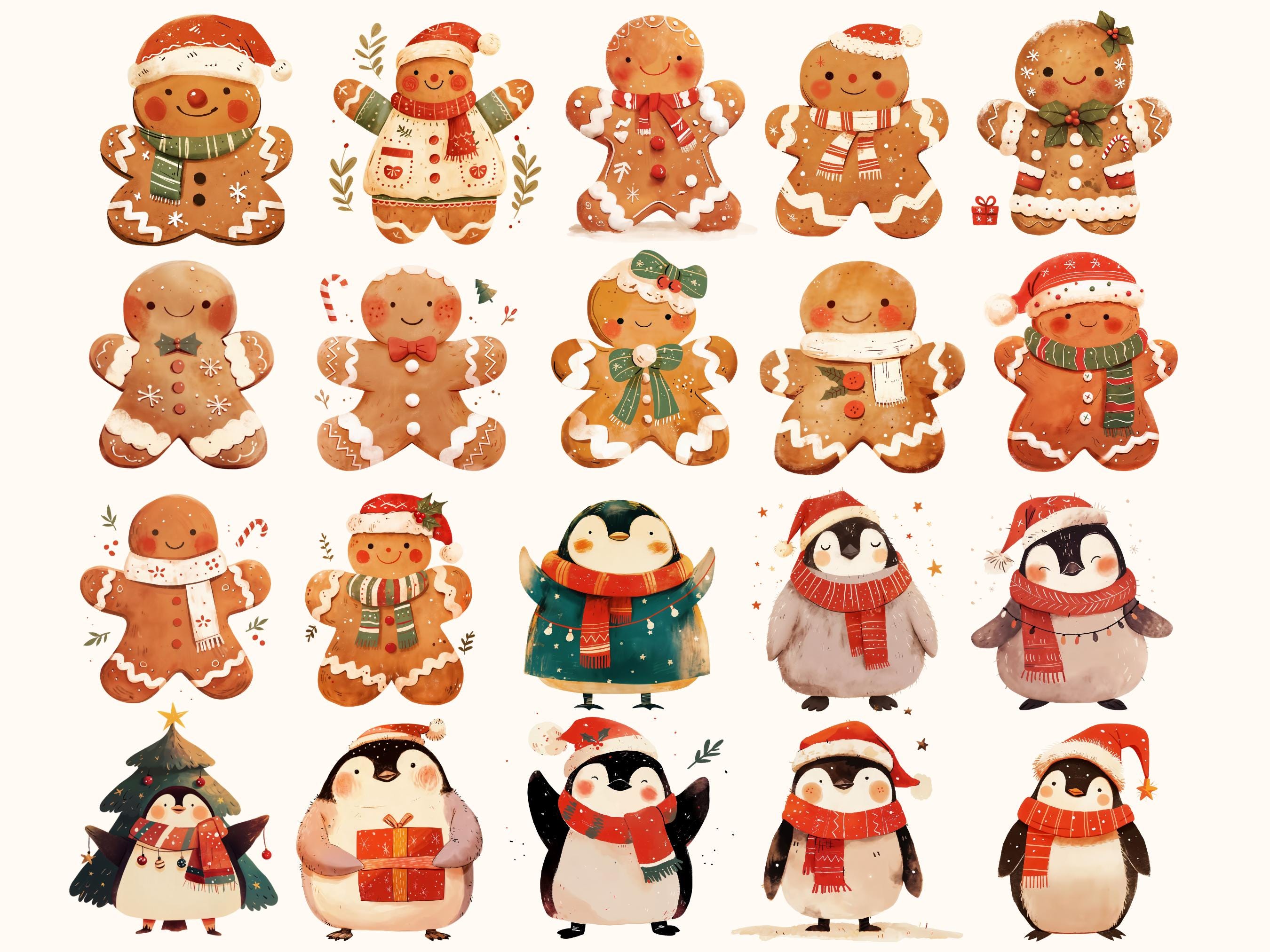 Cute Christmas Clipart Mega Bundle 88 PNG Designs, Whimsical Christmas ...