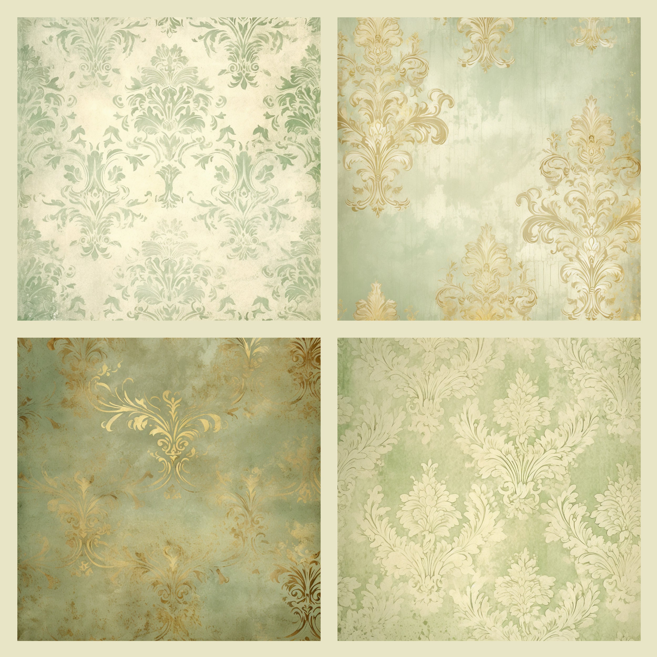 Distressed Sage Green Digital Paper Pack | 14 High Quality 300 DPI ...