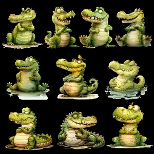 Funny Crocodile PNG Clipart Bundle | Cartoon Alligator Graphics | Quirky Cartoon Gator Clipart For Sublimation image 9