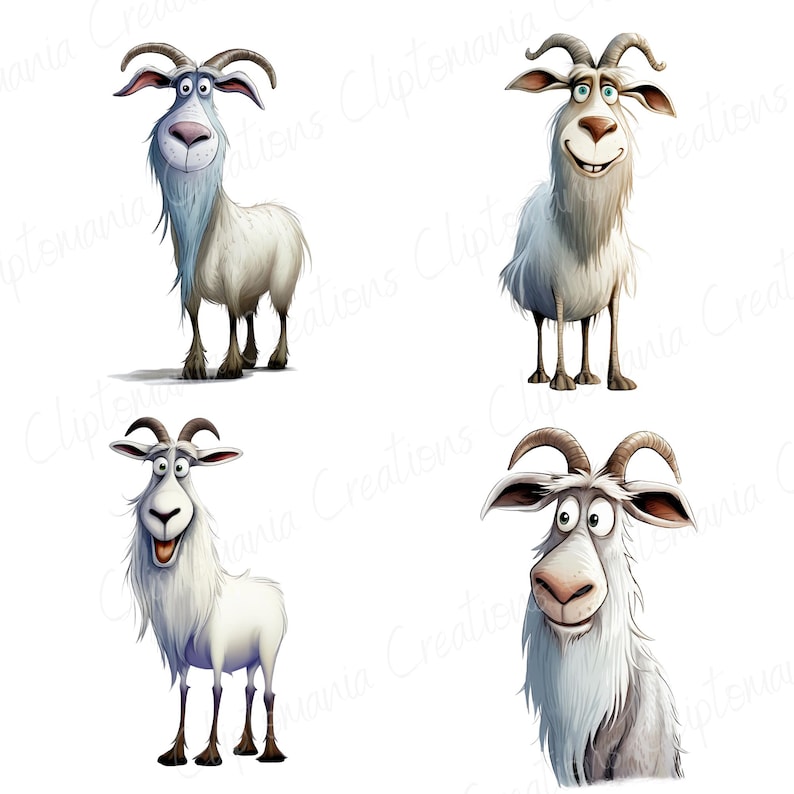 Funny Goat Clipart Bundle 12 PNG, Quirky Mountain Goat, Junk Journal, Digital Scrapbooking, Funny Animal Clipart, Quirky Animals image 9