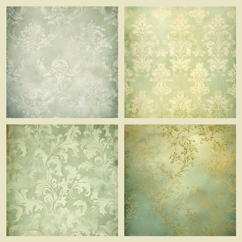 Distressed Sage Green Digital Paper Pack | 14 High Quality 300 DPI ...