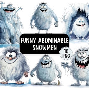 Ensemble de 10 cliparts PNG drôles et abominables | Utilisation commerciale | Téléchargement numérique | Conceptions de fabrication de cartes | Clipart Monstre fantastique et décalé