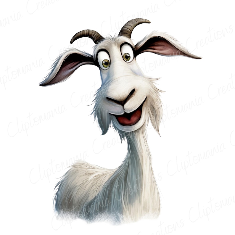 Funny Goat Clipart Bundle 12 PNG, Quirky Mountain Goat, Junk Journal, Digital Scrapbooking, Funny Animal Clipart, Quirky Animals image 6