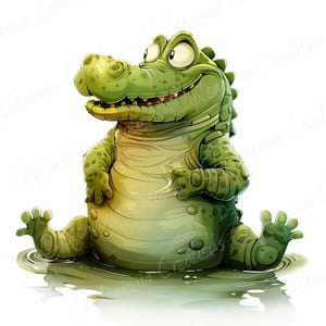 Funny Crocodile PNG Clipart Bundle | Cartoon Alligator Graphics | Quirky Cartoon Gator Clipart For Sublimation image 4