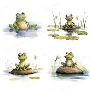 Quirky And Funny Frog Clipart Bundle 12 PNG | Commercial Use | Digital Download | Junk Journal | Card Making Designs | Cute Cartoon Frog image 6