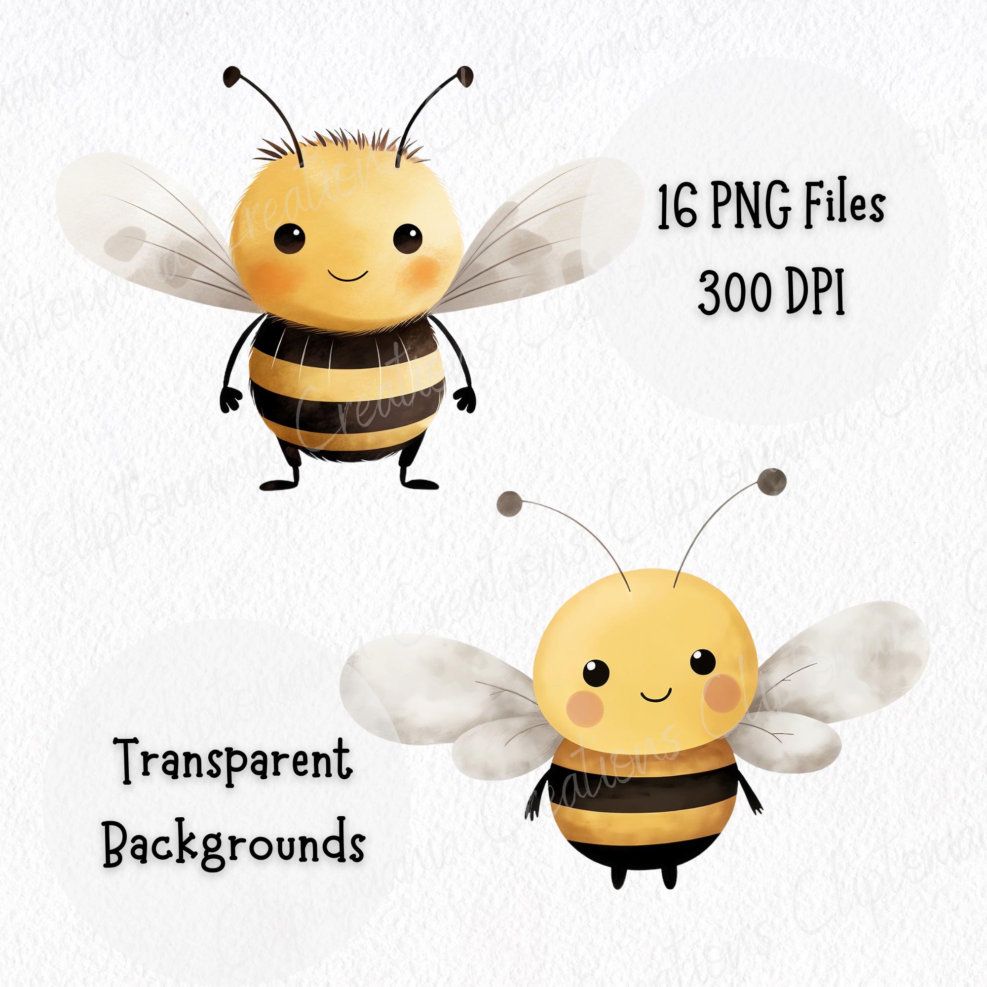 Watercolor Bee Clipart Bundle | Cute Bumble Bees, 12 PNG Files ...