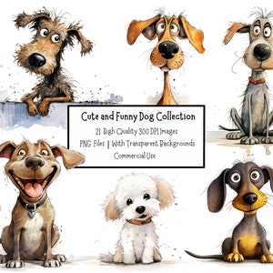 Cute And Funny Dog PNG Clipart Bundle | 21 High Quality 300DPI Images | Commercial Use | Digital Download | Junk Journal | Paper Craft