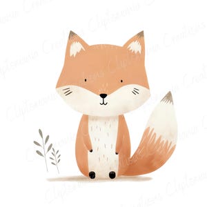 Cute Watercolour Fox Clipart Bundle 12 PNG, Transparent Backgrounds, Commercial Use, Woodland Animal, Children's Clipart, Nursery Decor image 7