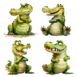 Funny Crocodile PNG Clipart Bundle | Cartoon Alligator Graphics | Quirky Cartoon Gator Clipart For Sublimation image 8