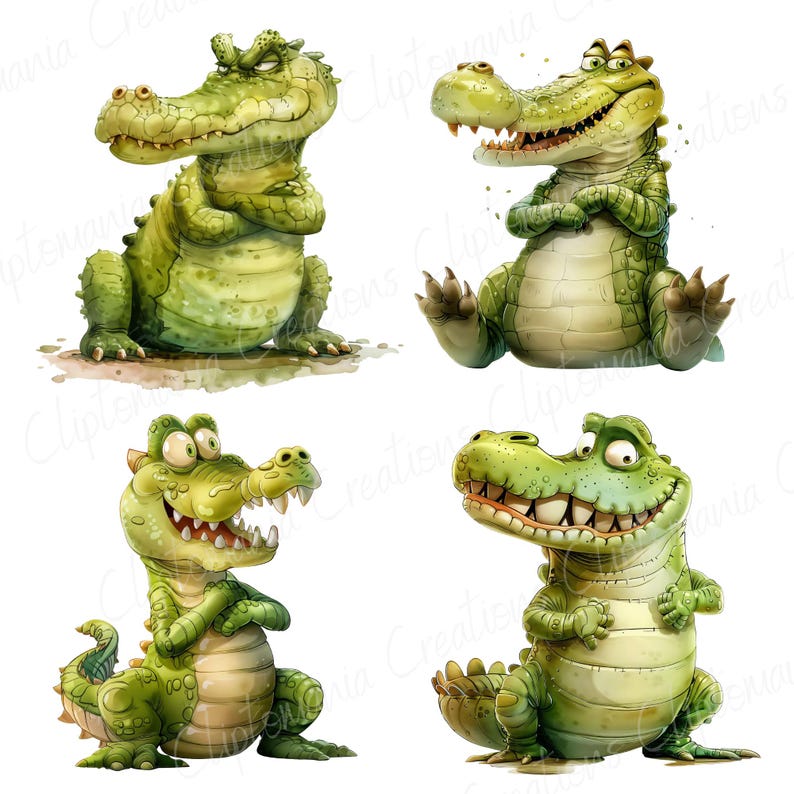 Funny Crocodile PNG Clipart Bundle | Cartoon Alligator Graphics | Quirky Cartoon Gator Clipart For Sublimation image 8