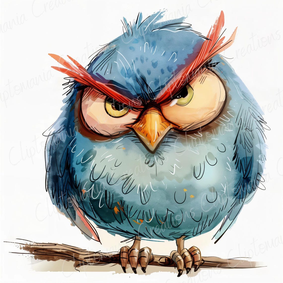 Funny Grumpy Birds 14 JPEG Clipart Bundle | Commercial Use | Card ...