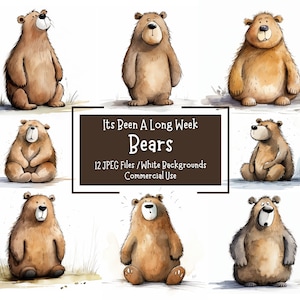 Bad Day Bears JPEG Clipart Bundle / 12 imágenes de alta calidad 300DPI / Uso comercial / Descarga digital / Diario basura / Artesanía de papel digital
