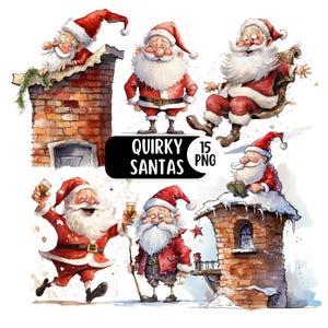 Quirky Santa PNG, Funny Santa Clipart Bundle, Quirky Christmas Graphics, Funny Christmas Card PNG Digital Download, Silly Santa Clipart