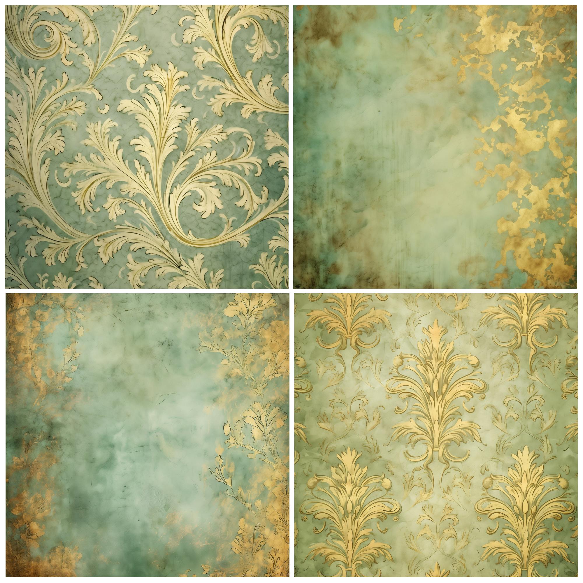 Distressed Green & Gold Digital Paper Pack | 20 High Quality 300 DPI ...
