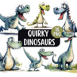 Süße, lustige & schrullig Dinosaurier Clipart Bundle 18 PNG | Transparente Hintergründe | Kommerzielle Nutzung | Digitales Papier Handwerk | Kinder Clipart