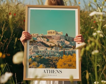 Reiskunstdruk Athene Griekenland: poster Akropolis-monument