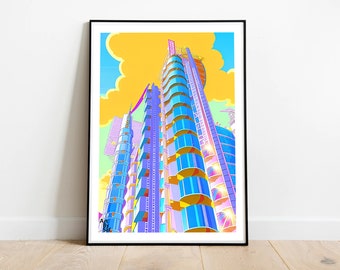 lloyds Building  I  London Landmark  I  Architecture  I  Travel Art  I  London Wall Art  I  London Print I  Colourful Graphic Artwork