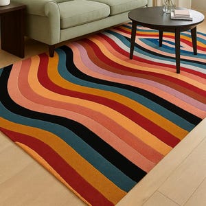 Textured Hand Tufted Wool Rug Artisan Modern Carpet Statement Piece Custom Hand-Tufted Rug Soft Modern Wool Area Rug  Living Room Accent
