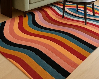 Textured Hand Tufted Wool Rug Artisan Modern Carpet Statement Piece Custom Hand-Tufted Rug Soft Modern Wool Area Rug  Living Room Accent
