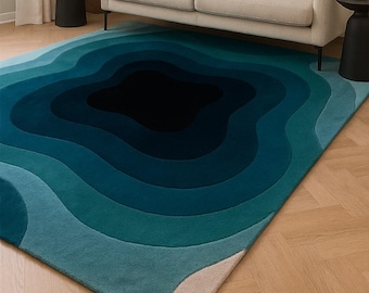 Textured Hand Tufted Wool Rug Artisan Modern Carpet Statement Piece Custom Hand-Tufted Rug Soft Modern Wool Area Rug  Living Room Accent
