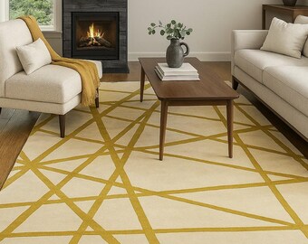 Channels copper Rug Modern Style Hand Tufted 100% Wool Handmade Area Carpet aesthetic home decor Nordic interior style statement piece rug