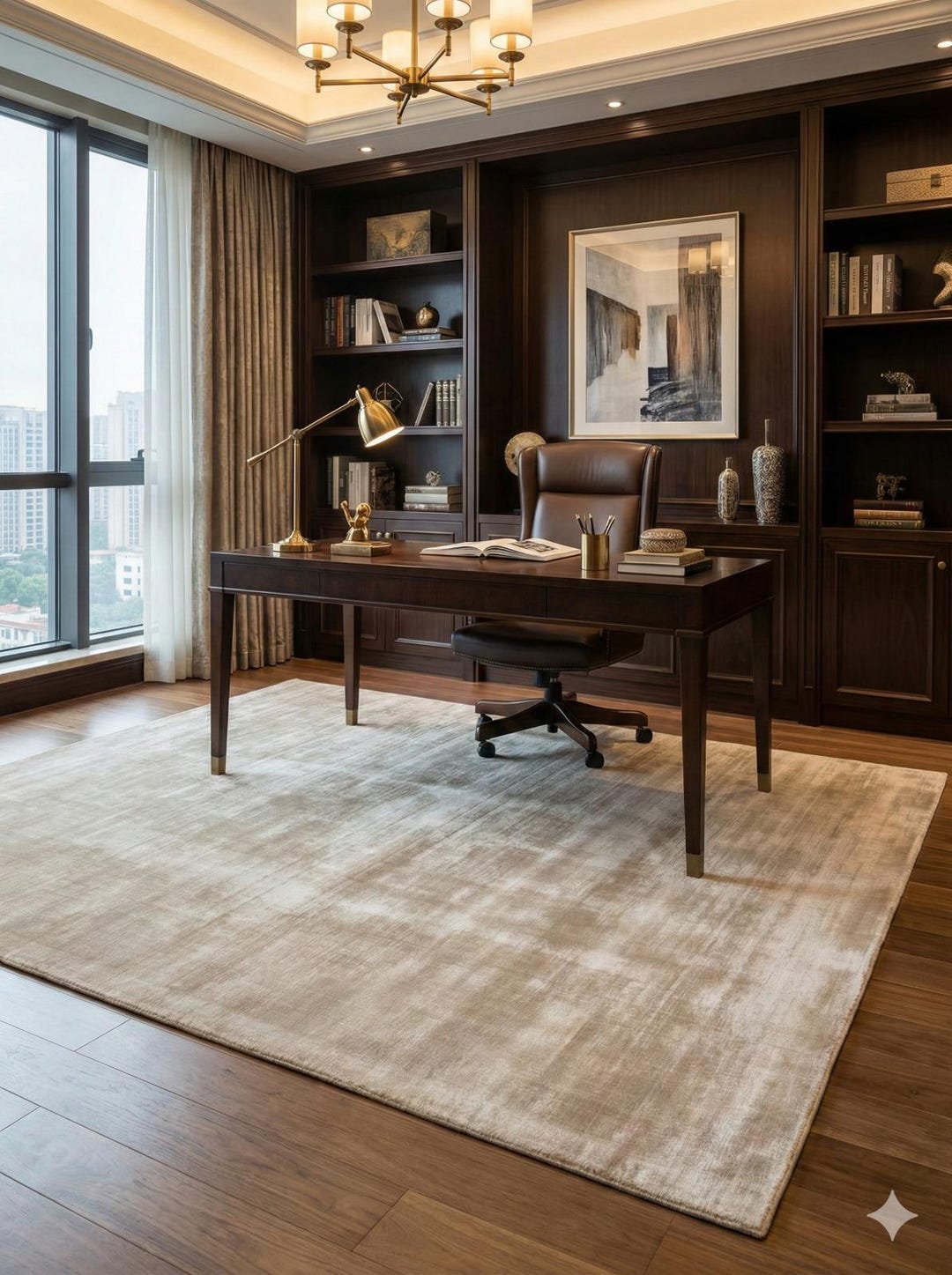 Luxury Handloom Tip Sheared Viscose Area Rug Solid Beige Carpet With ...