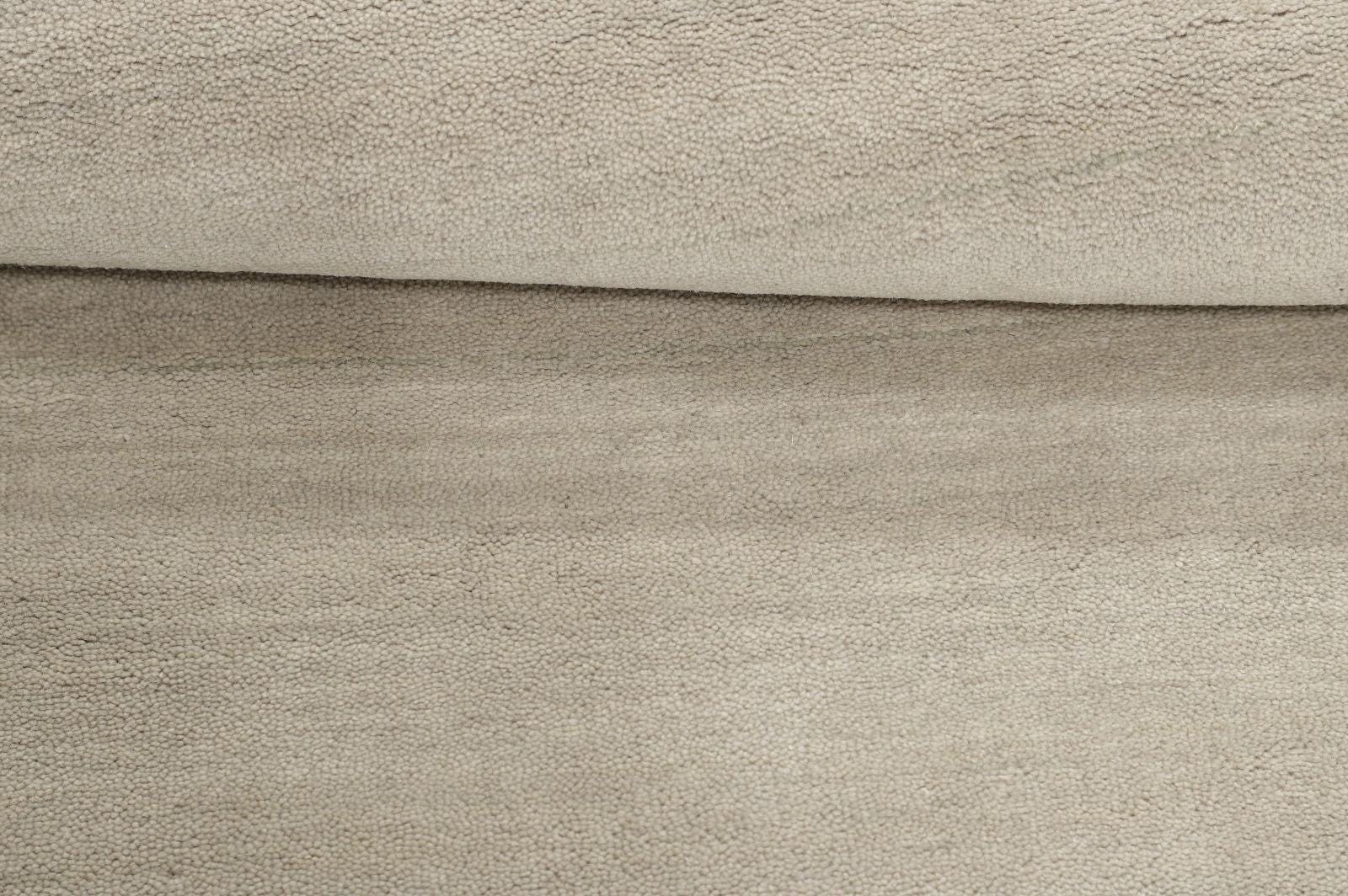 Handwoven Solid Greige Wool Area Rug Modern Minimalist Neutral Handloom ...