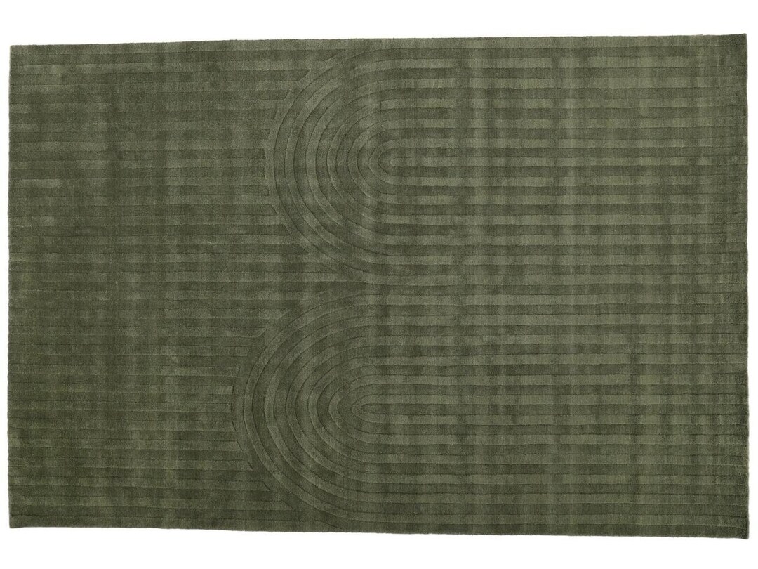 Eveembossed Modern Handloom Moss Green Wool Rug Carpet 100 Woolen Rug
