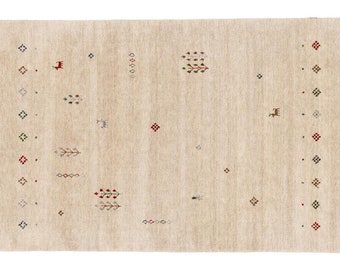 Modern Handloom Gabbeh Giza - beige Wool Rug  shaded Carpet 100% Woolen Rug For Hall Kitchen Living Room Bed Room Bath Room Dining Room