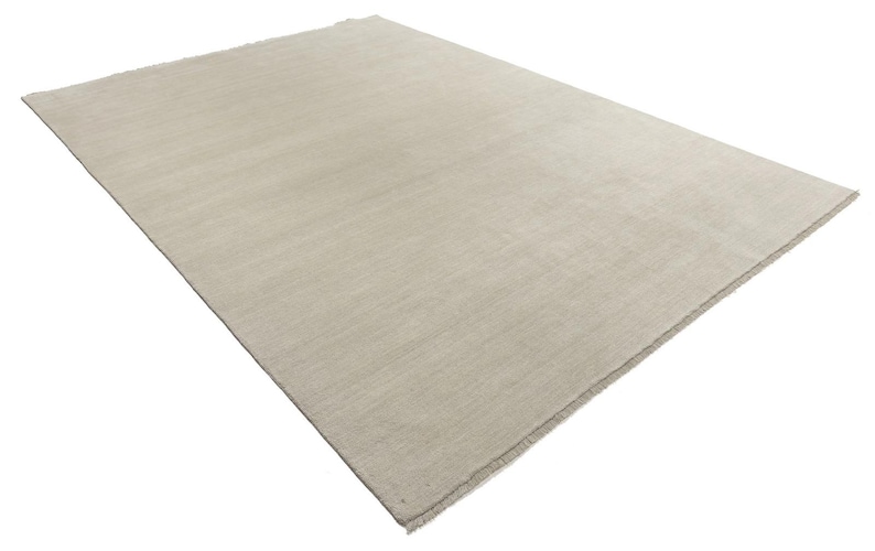 Simple Greige Rug Handwoven Solid Greige Wool Area Rug Modern Minimalist Neutral Handloom ...