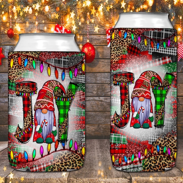 Joy Christmas Can Cooler Png, Christmas Can Cooler Wrap, Can Koozie Png, 12 oz. Can Cooler Wrap, Sublimation Designs, Digital Download
