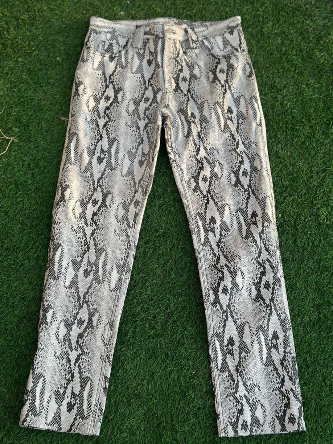 Mens Lambskin Snake Print Leather Pants: Motorbike Style - Etsy