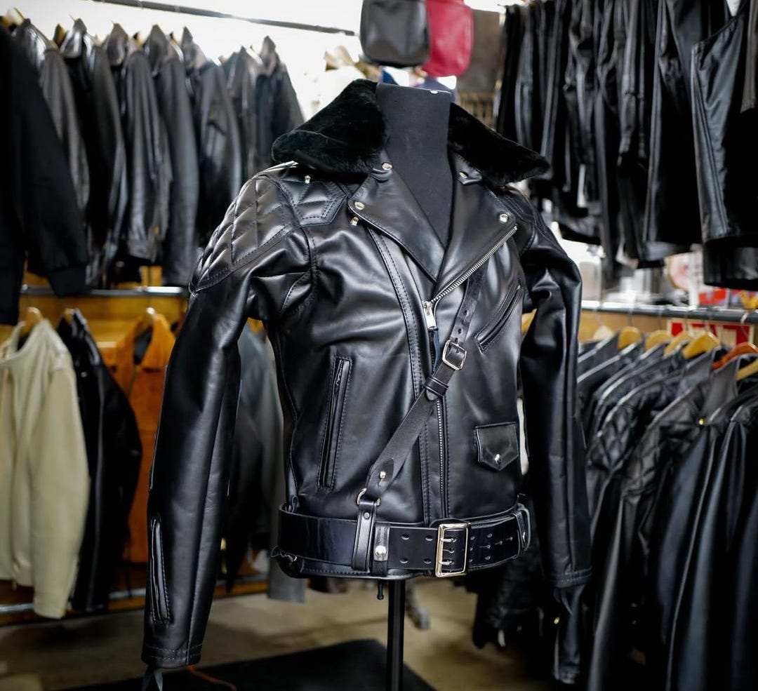 Men's Quilted Cowhide Leather Biker Jacket: Handmade Vintage
