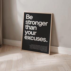Sii più forte delle tue scuse Poster Motivazione Fitness soft nero e beige Ispirazione Retro Decorazione murale Soggiorno Ufficio Home Office