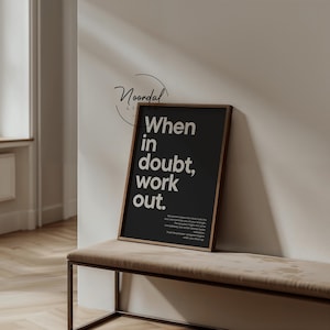 Home Gym Decor Fitness Motivational Poster When in doubt work out print Schwarz