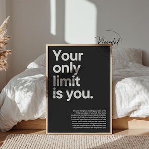 DIGITAL DOWNLOAD Your only limit is you Motivation Poster Fitness sanftes Schwarz Beige Büro