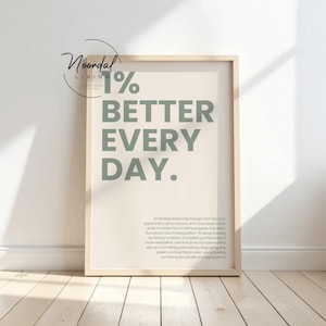 1% Better Every Day Print – Motivational and inspirational poster in different colors. Perfect for adding a touch of encouragement to your space!