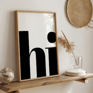Hola Póster Póster Decoración de pared en blanco y negro Hola Impresión Hola Póster Póster Sala de estar Hola Tipografía imprimible