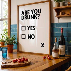 Czy jesteś pijany plakat mówiący zabawny alkohol kuchnia bar prezent czarno biały